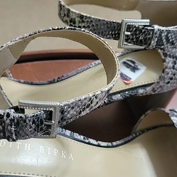 Judith Ripka Grey Snakeskin Leather Sandle Size 9.5 M - Picture 7 of 13